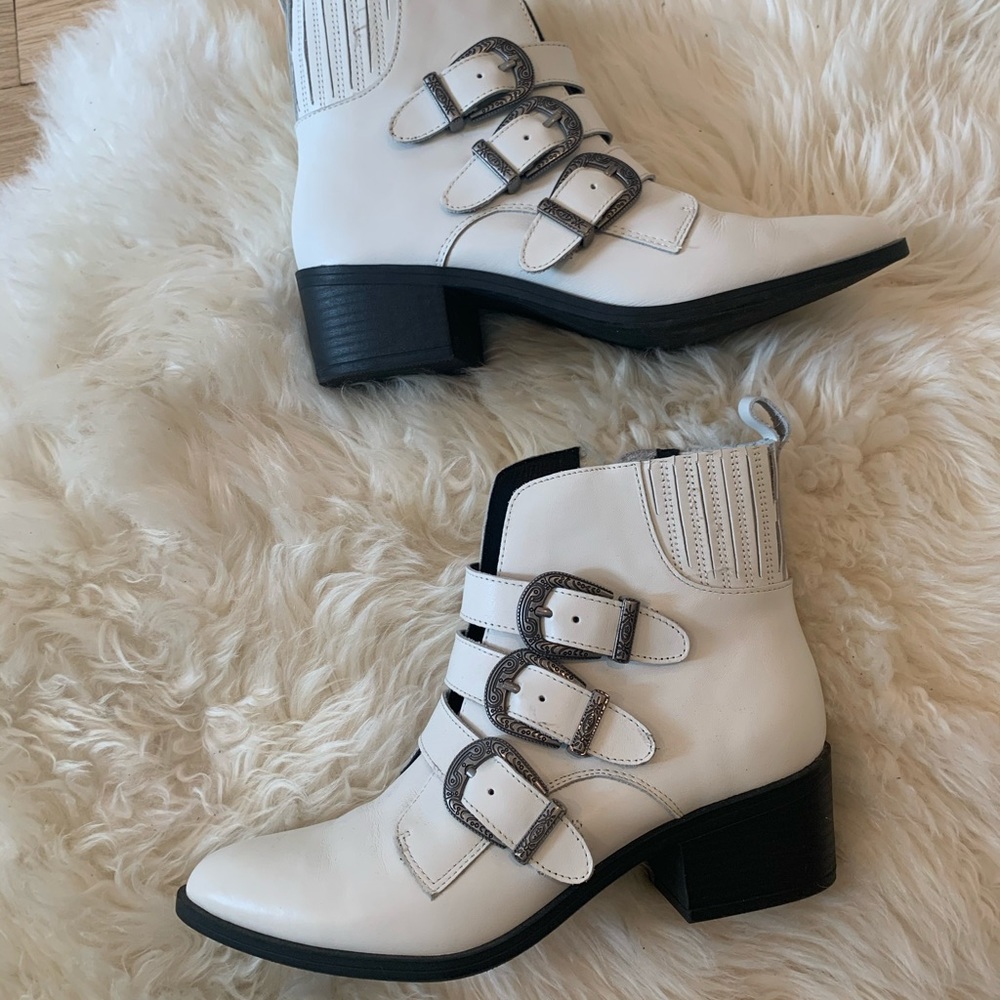 White Leather Steve Madden Booties